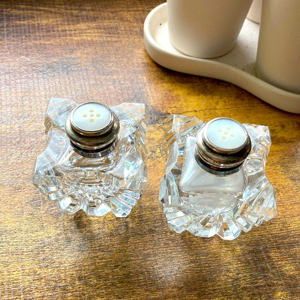 Crystal and sterling silver salt & pepper